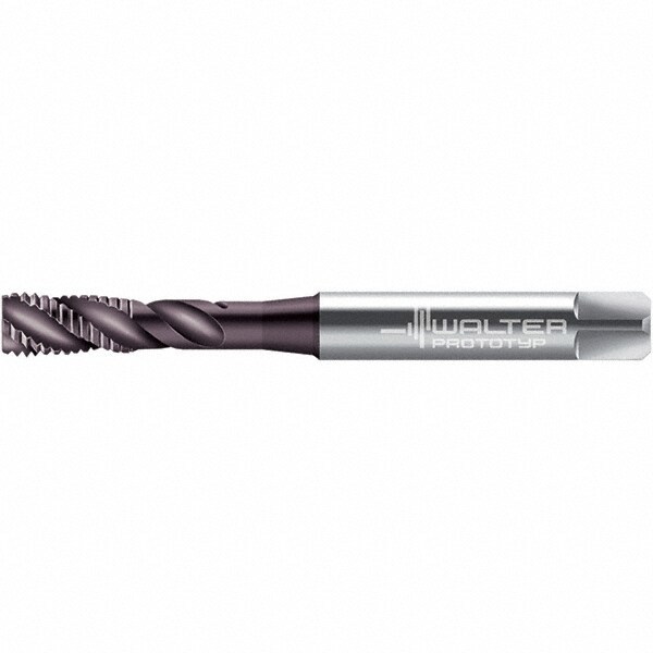 Spiral Flute Tap: M4x0.70 DIN 371, 3 Flutes, Bottoming, 6HX Class of Fit, High Speed Steel, Hardlube Coated