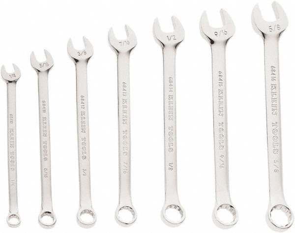 Combination Wrench Set: 7 Pc, 1/2