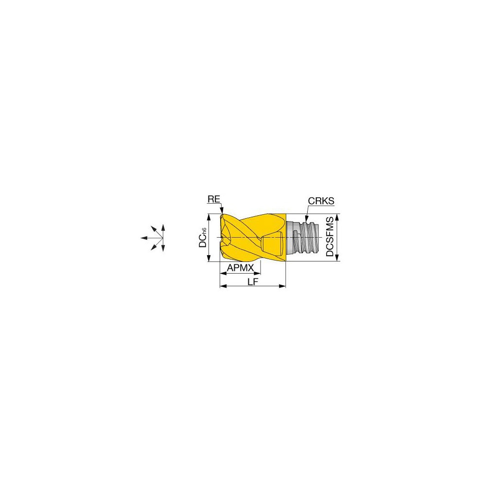 Corner Radius End Mill Head: 3 Flutes