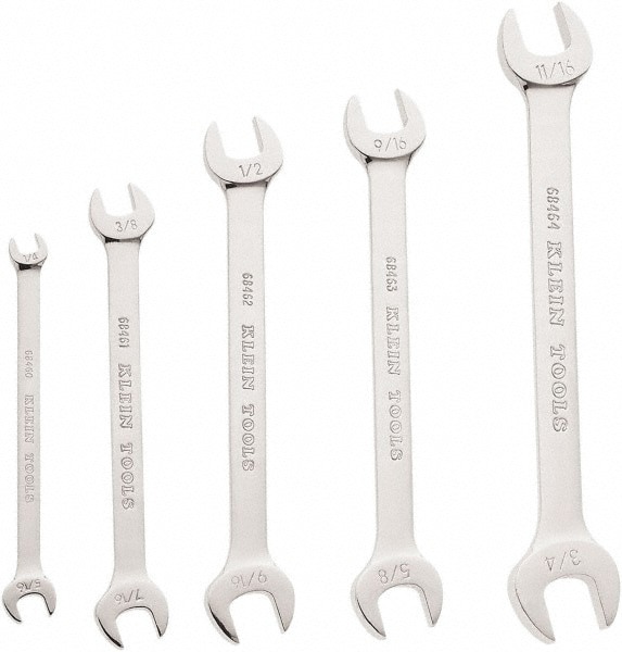 Open End Wrench Set: 5 Pc, 1/2 x 9/16