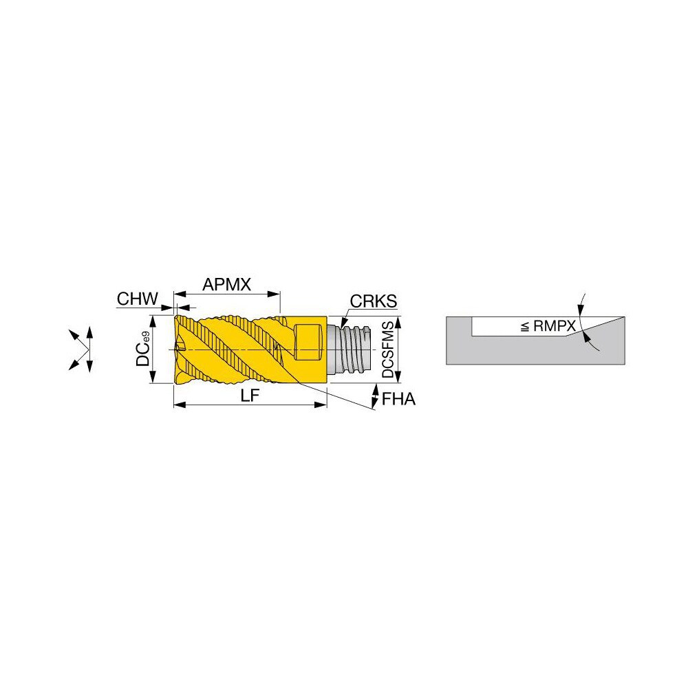 Corner Chamfer End Mill Head: 0.315