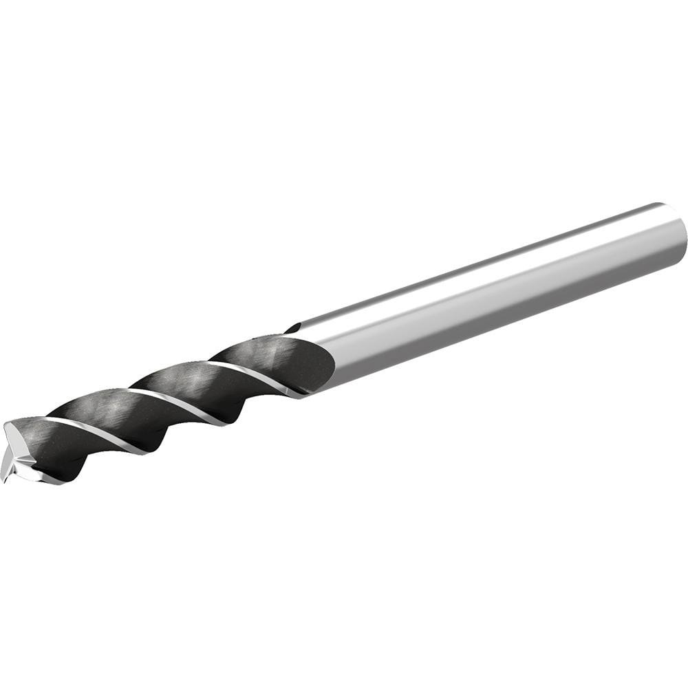Corner Radius End Mill: 3 mm Dia, 12 mm LOC, 0.2 mm Radius, 3 Flutes, Solid Carbide