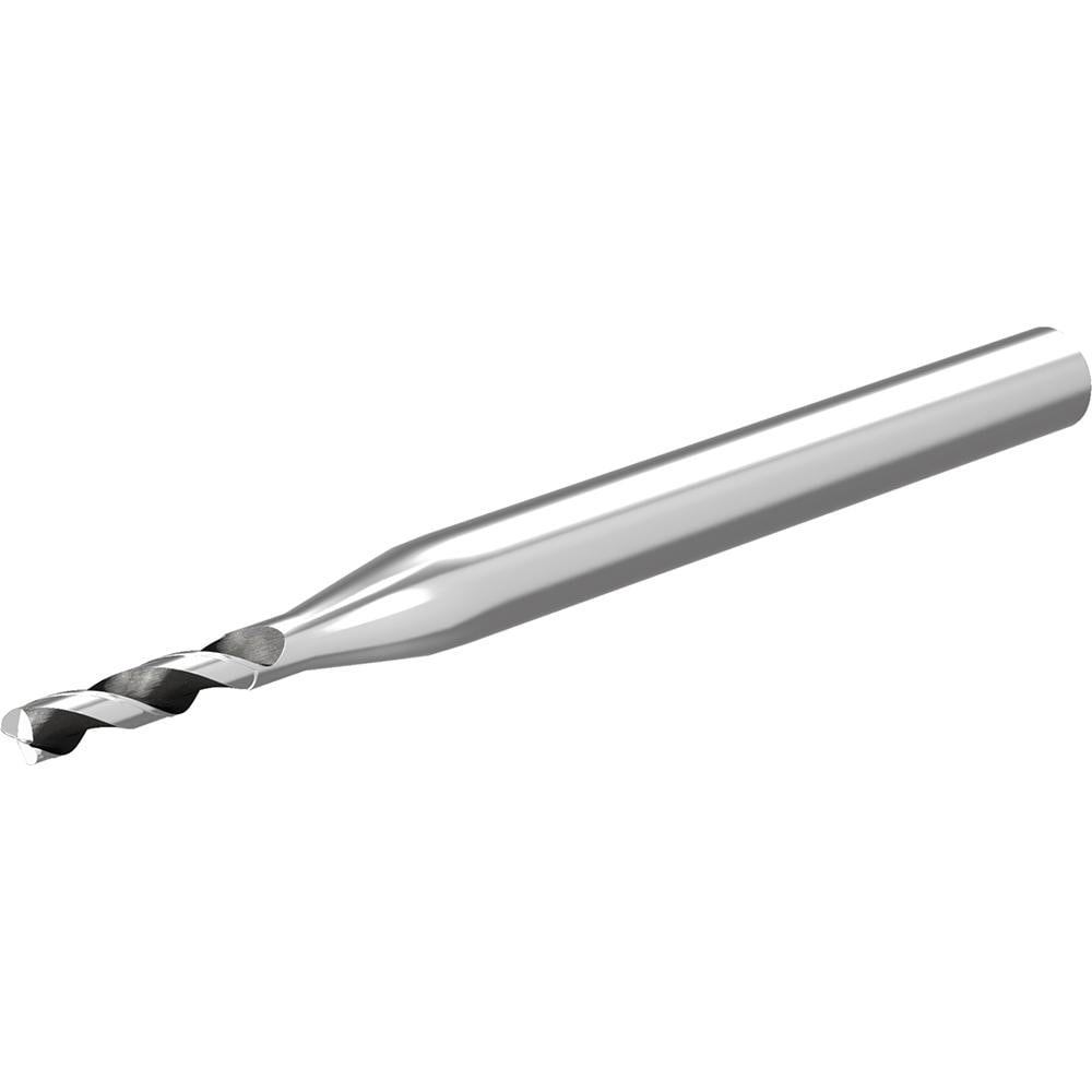 Corner Radius End Mill: 3 mm Dia, 12 mm LOC, 0.2 mm Radius, 2 Flutes, Solid Carbide