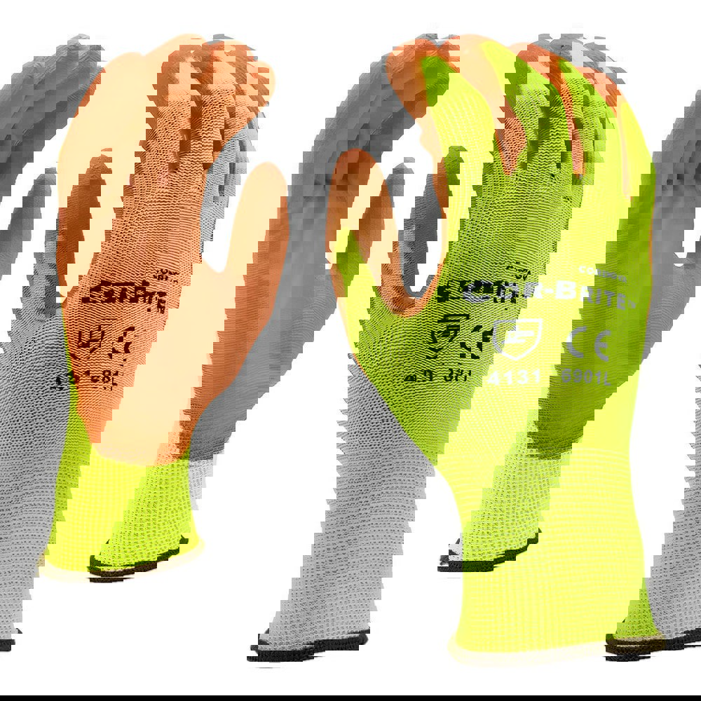 General Purpose Work Gloves: Large, Polyurethane Coated, Polyester