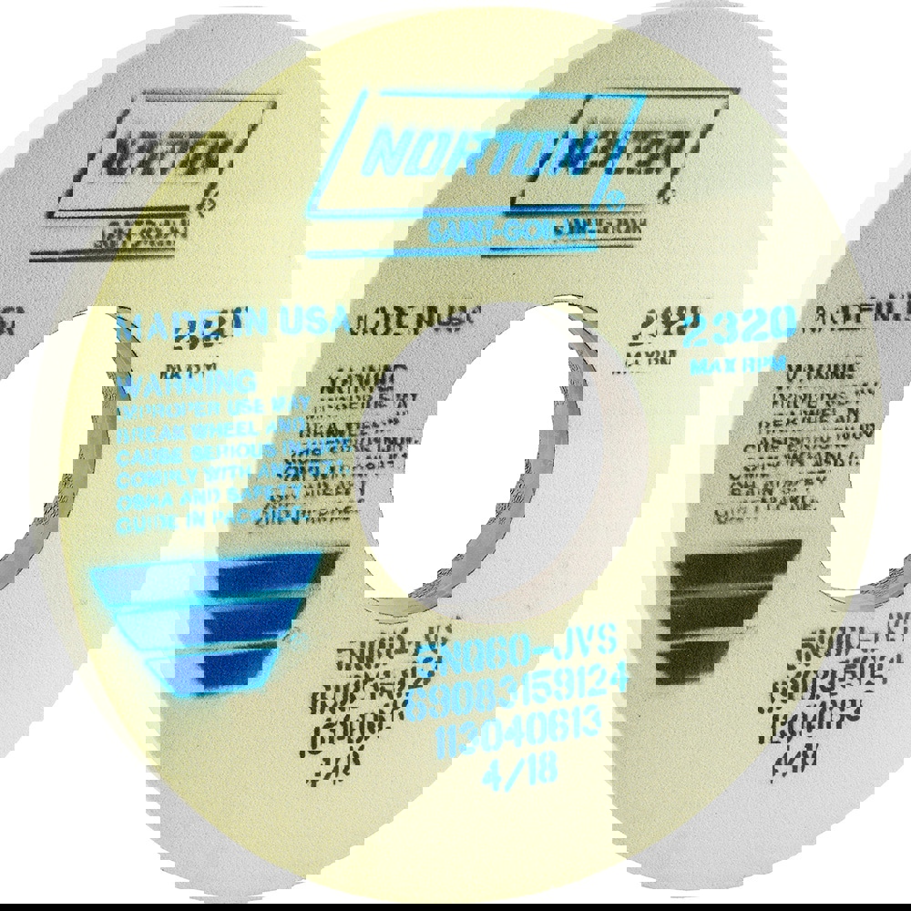 Surface Grinding Wheels; Abrasive Material: Ceramic Alumina ; Bond Type: Vitrified ; Grit: 60 ; Specifications: 5NQ60-J8VS3 ; Maximum Rpm: 2320 ; Hardness Code: J