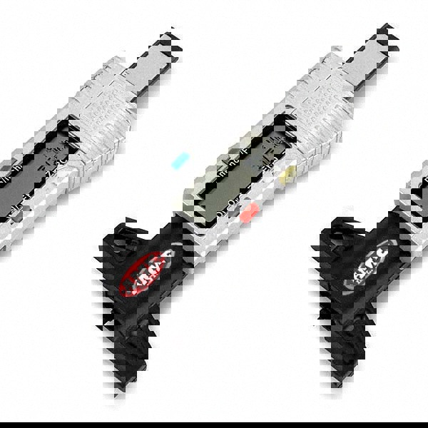 Tire Tread Depth Gauge: Metal & Plastic, Easy to Read Large LCD Display & Manual Power On/Off, Use with Automotive & Trucks