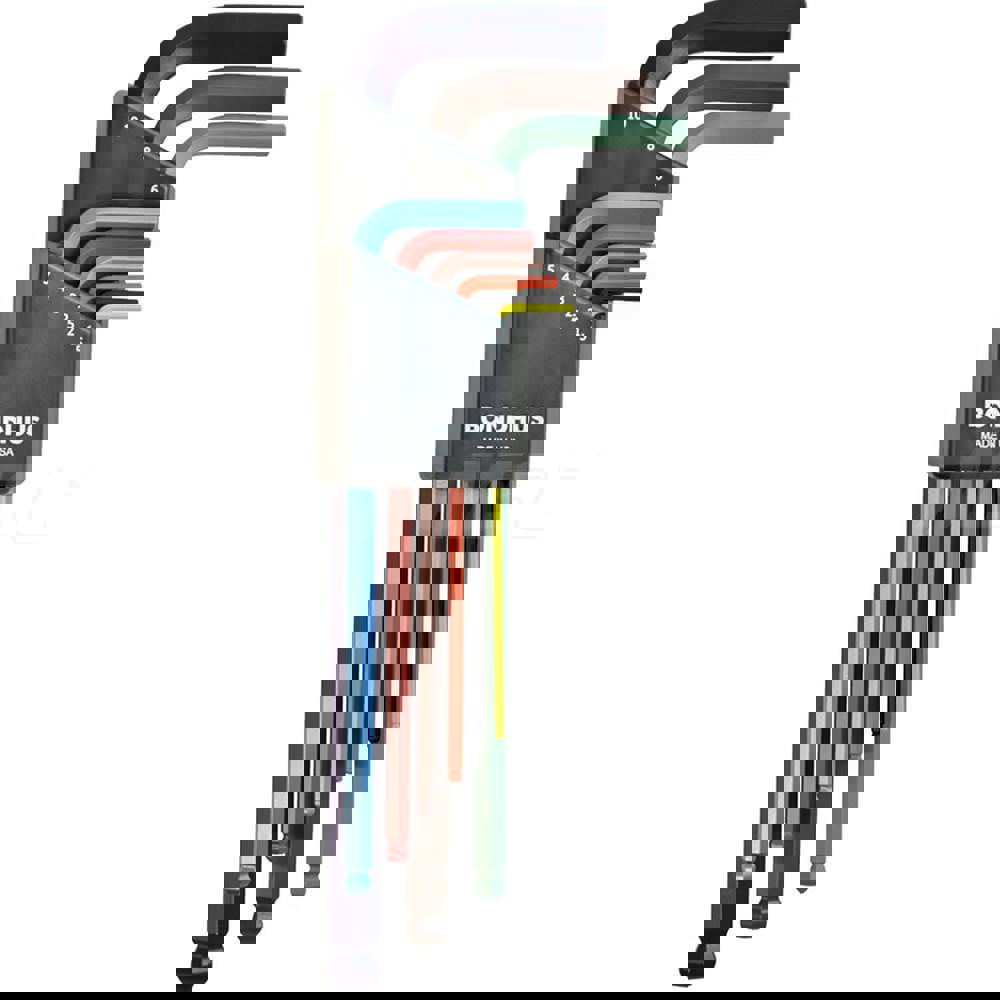 Hex Key Sets; Tool Type: Ball End L-Wrench Set ; Handle Type: L-Wrench ; Measurement Type: Metric ; Hex Size Range (mm): 1.5 - 10 ; Container Type: Case ; Overall Length (Inch): 9.375