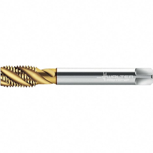 Spiral Flute Tap: M12x1.25 DIN 374, 4 Flutes, Semi-Bottoming, 6H Class of Fit, High Speed Steel, TIN Coated