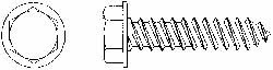 Sheet Metal Screw: #6, Hex Washer Head, Hex