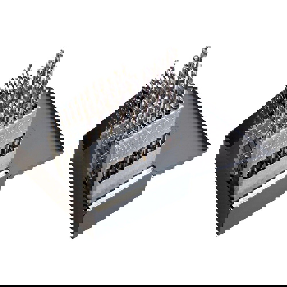 Drill Bit Set: Jobber Length Drill Bits, 21 Pc, 118 &deg;, High Speed Steel