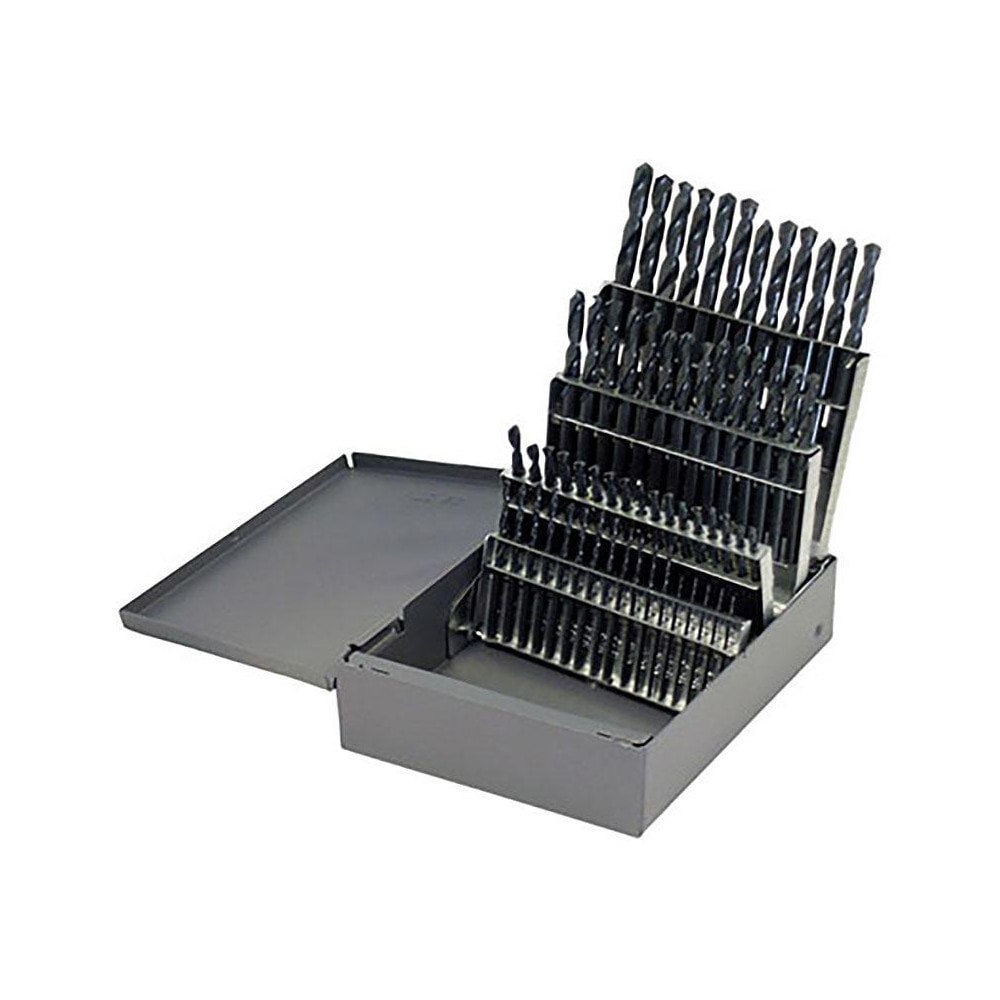 Drill Bit Set: Screw Machine Length Drill Bits, 60 Pc, 135 &deg;, High Speed Steel