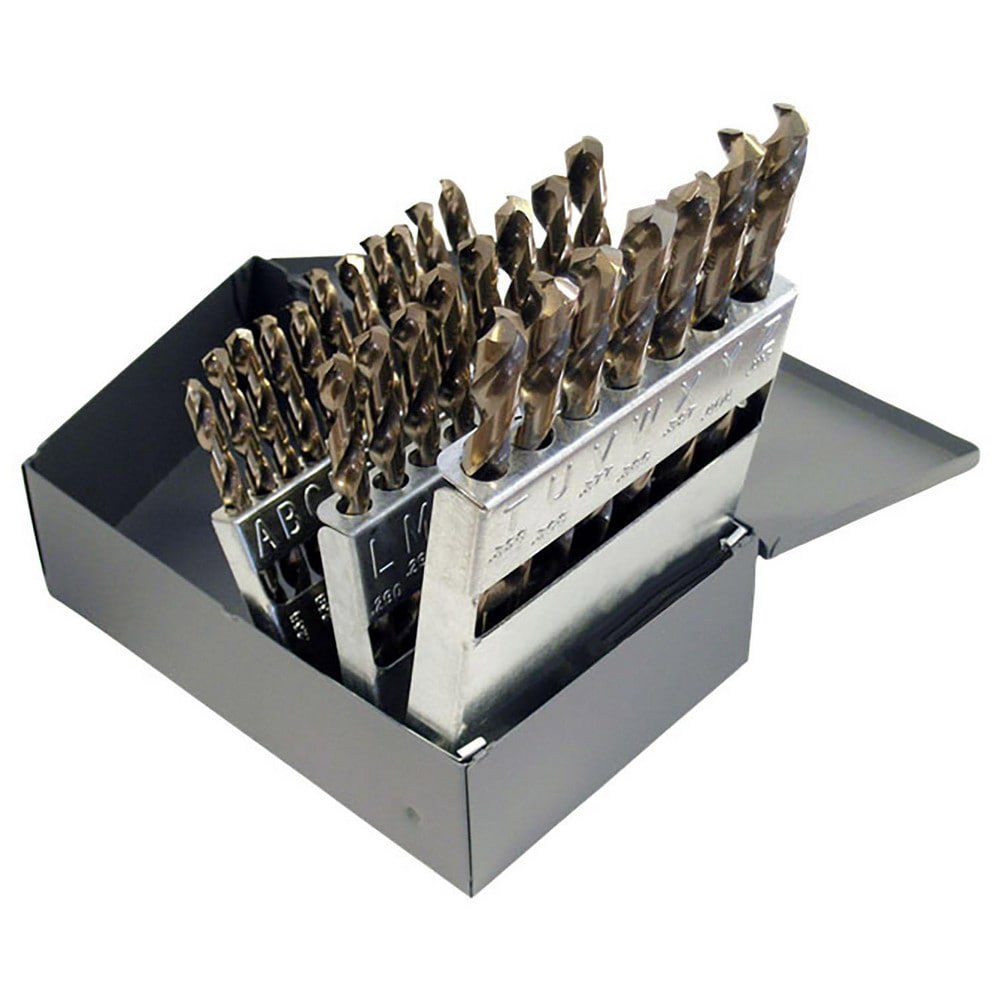 Drill Bit Set: Jobber Length Drill Bits, 26 Pc, 135 &deg;, Cobalt
