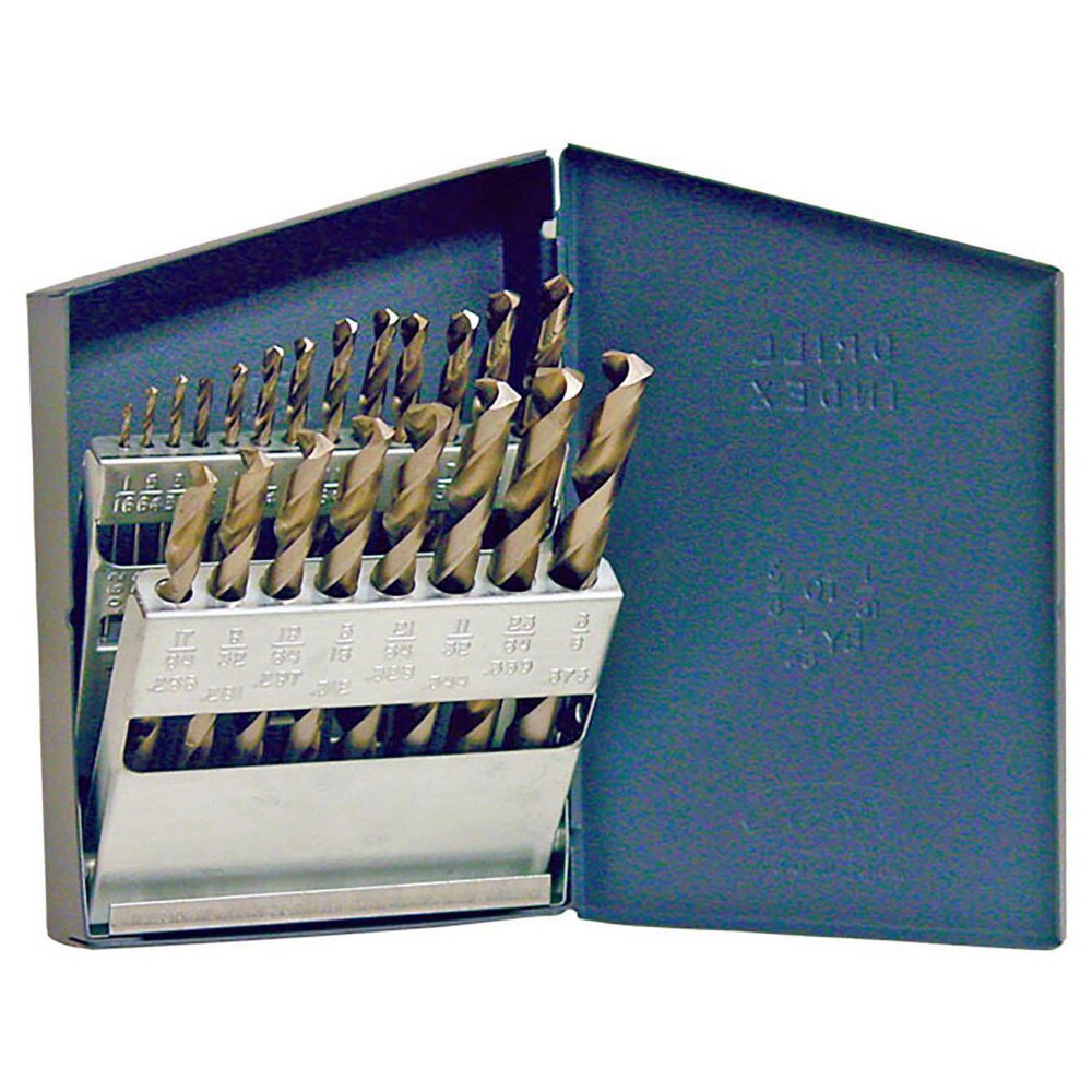 Drill Bit Set: Jobber Length Drill Bits, 21 Pc, 135 &deg;, Cobalt