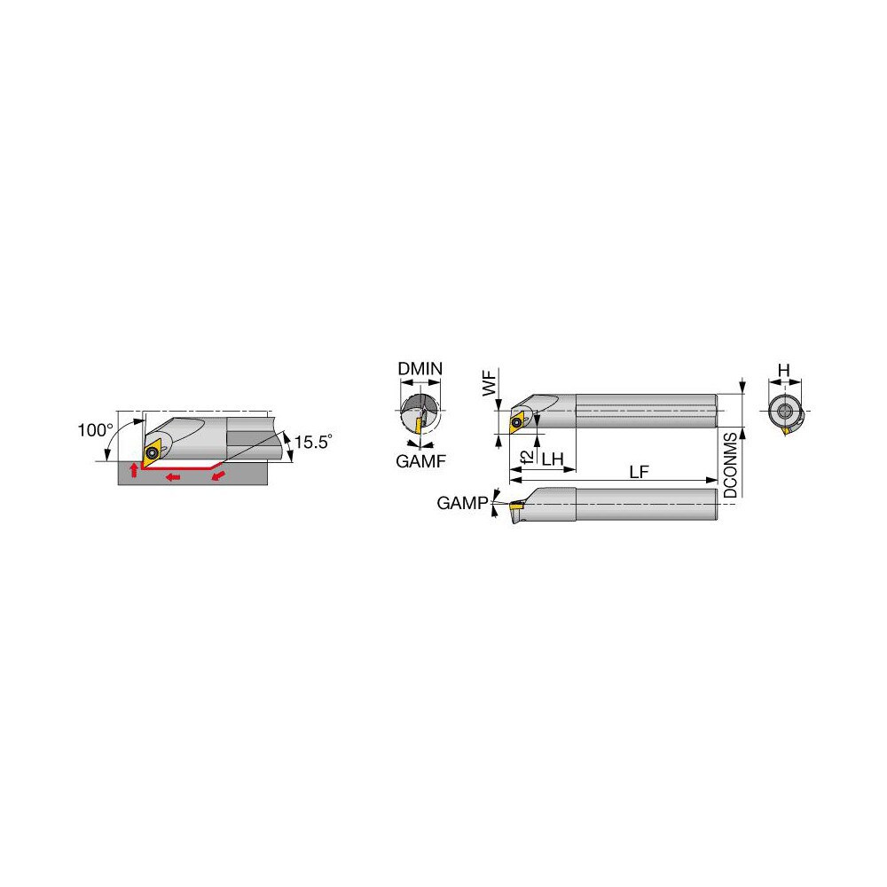 Indexable Boring Bar: A12M-SDXXL07-D160, 16 mm Min Bore Dia, 12