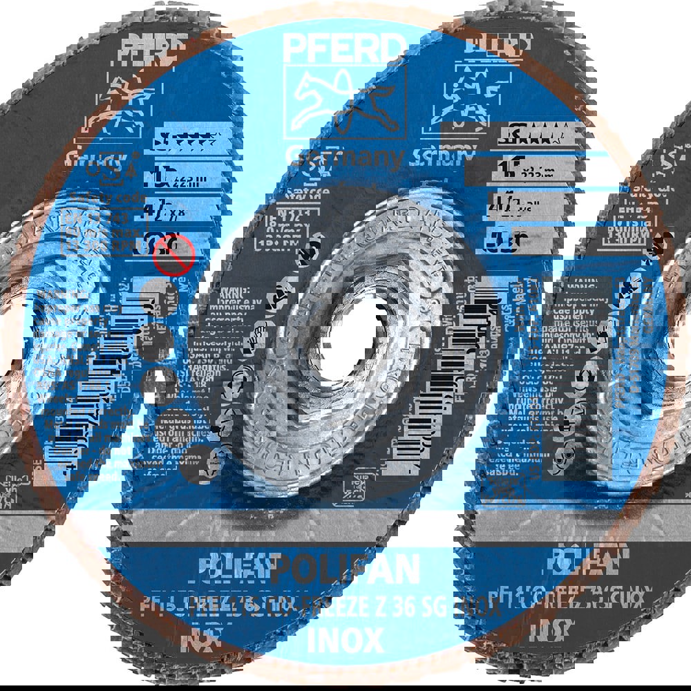 Flap Disc: 5/8-11 Hole, 36 Grit, Ceramic, Type 27