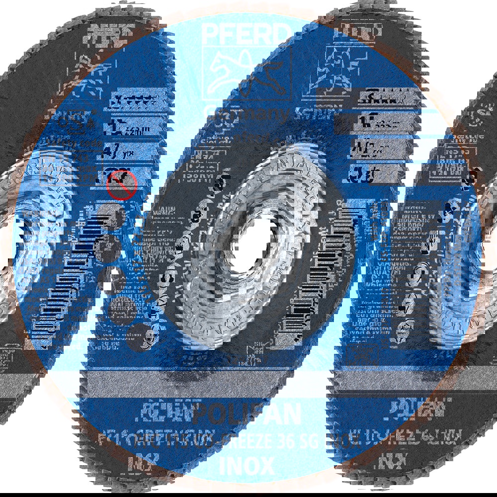 Flap Disc: 5/8-11 Hole, 36 Grit, Ceramic, Type 29