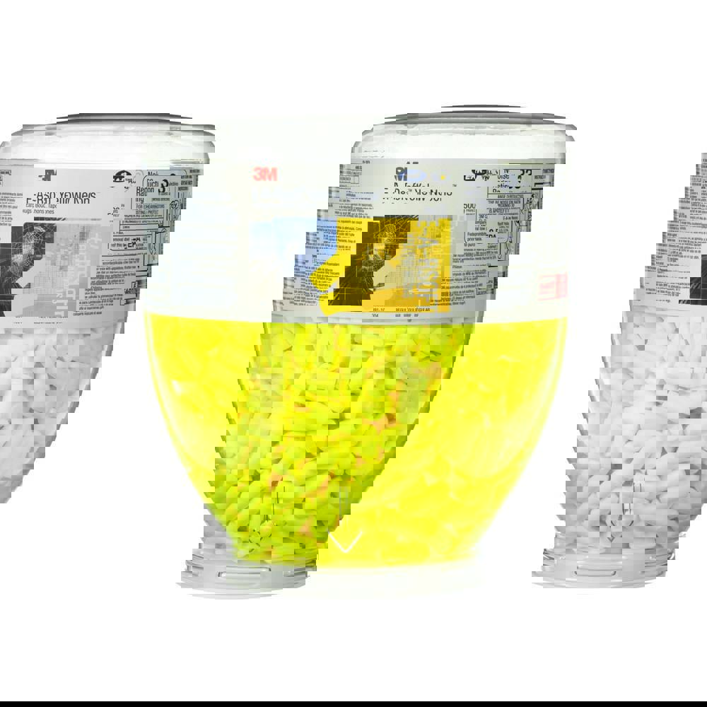 E-A-Rsoft Neon Tapered Earplug Refill, Cordless, Yellow, 500/Box