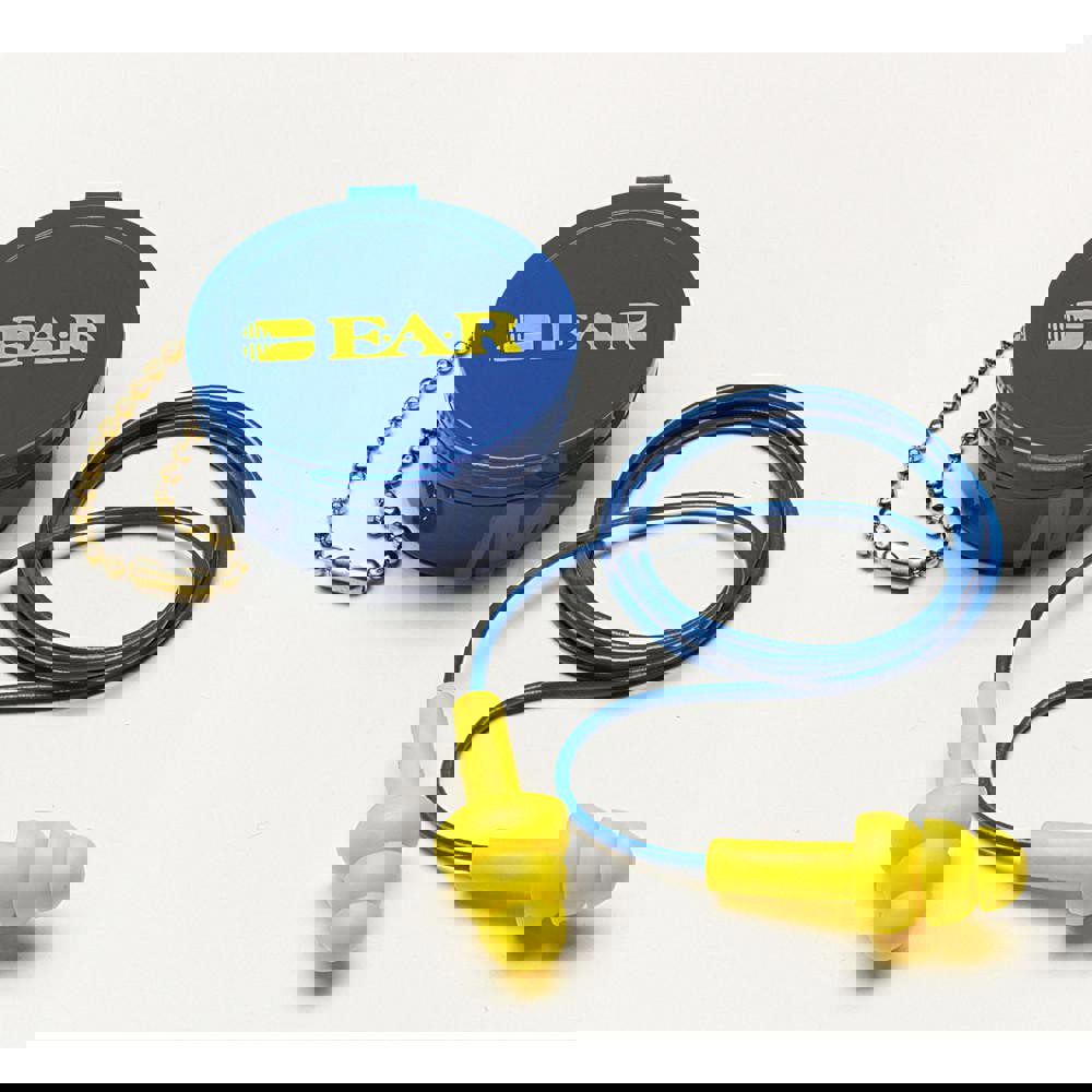 E-A-R UltraFit Multi-Use Earplugs, Corded, 25NRR, Yellow/Blue, 50 Pairs
