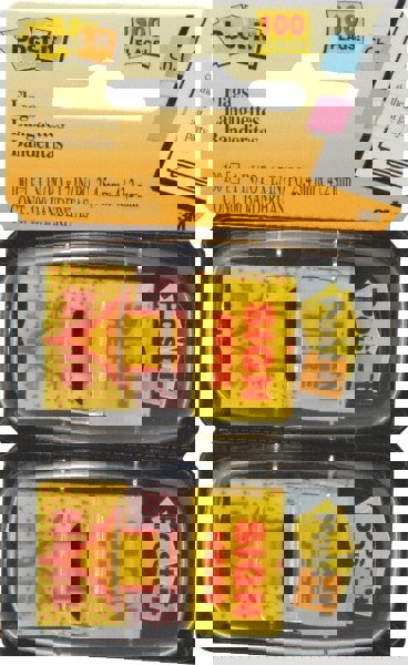 Self-Stick Page Flags; Style: Sign Here Flag ; Color: Yellow ; Size: 1 in x 1.7 in ; Product Service Code: 9905 ; UNSPSC Code: 55121616