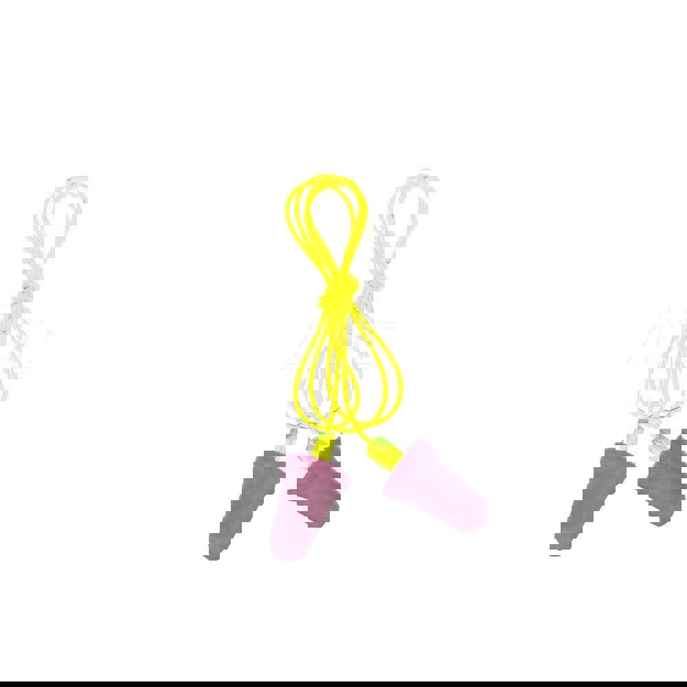 No-Touch Push-to-Fit Single-Use Earplugs, Corded, 29 dB NRR, Purple/Yellow, 100 Pairs