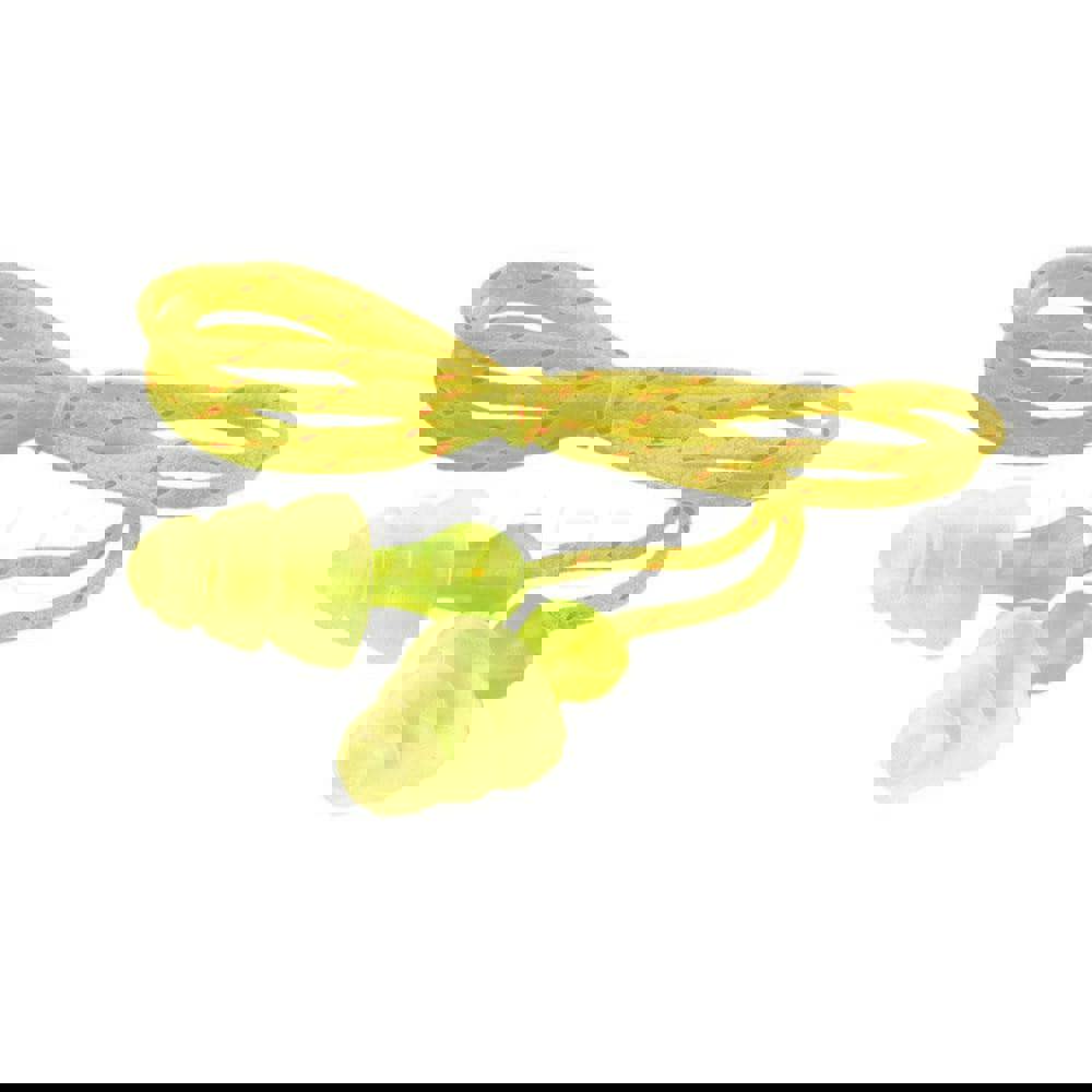 Tri-Flange Earplugs, Corded, 26 dB NRR, Yellow/Orange, 100 Pairs