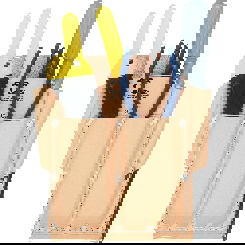 Tool Pouch: 2 Pockets, Leather, Brown