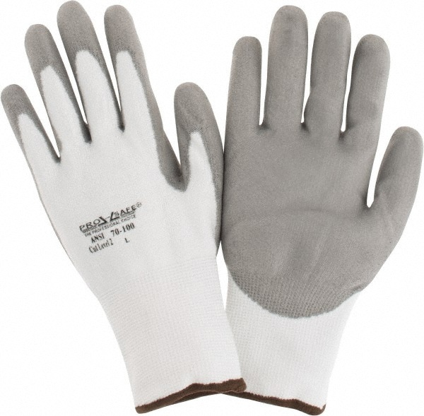 Cut-Resistant Gloves: PRO-SAFE Size Large, ANSI Cut A2, ANSI Puncture 1, Polyurethane, Dyneema