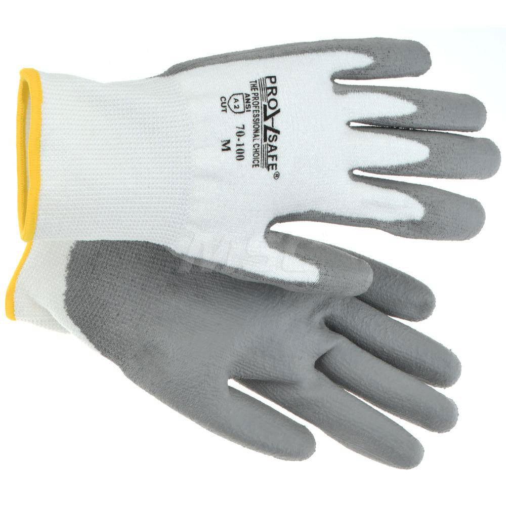 Cut-Resistant Gloves: PRO-SAFE Size Medium, ANSI Cut A2, ANSI Puncture 1, Polyurethane, Dyneema