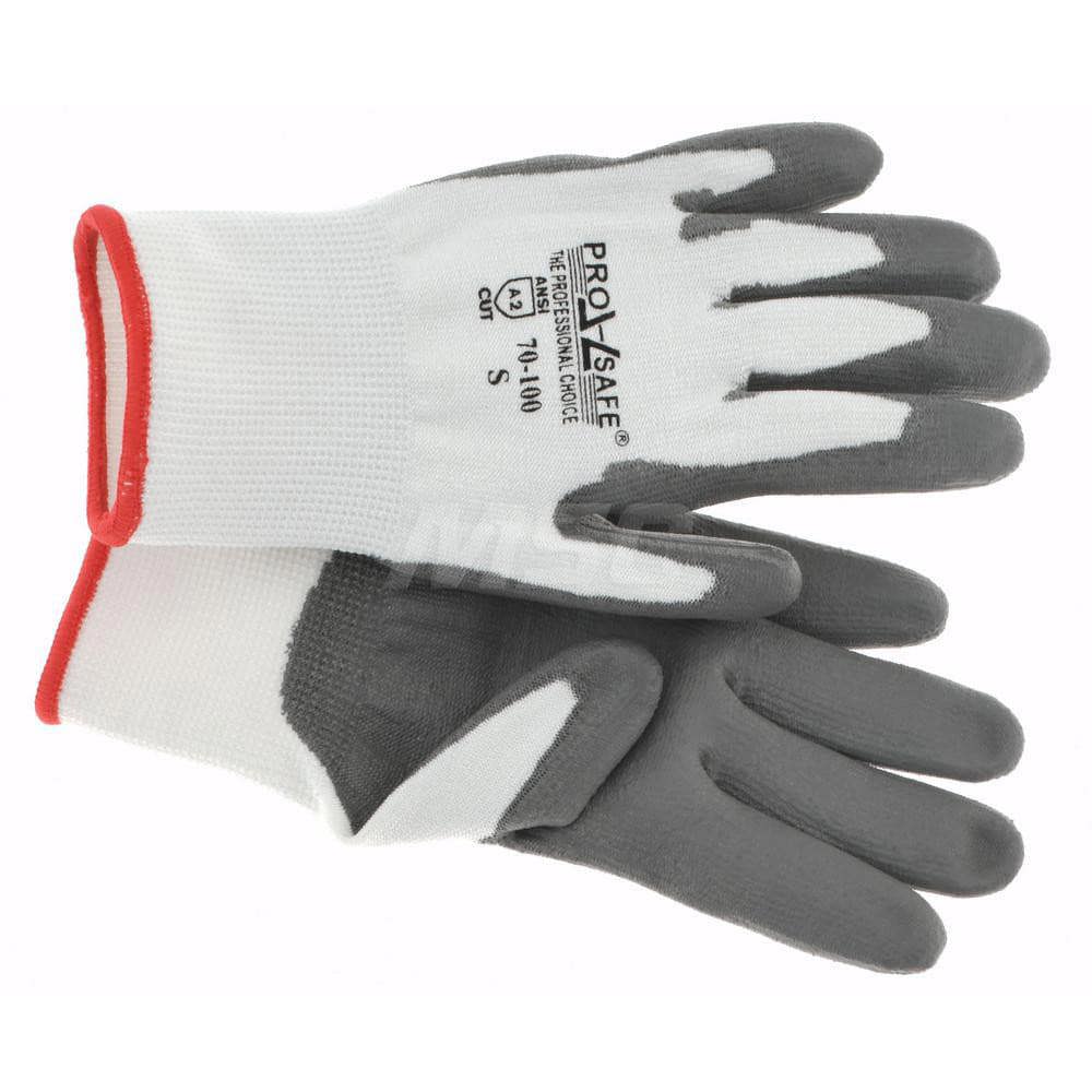 Cut-Resistant Gloves: PRO-SAFE Size Small, ANSI Cut A2, ANSI Puncture 1, Polyurethane, Dyneema