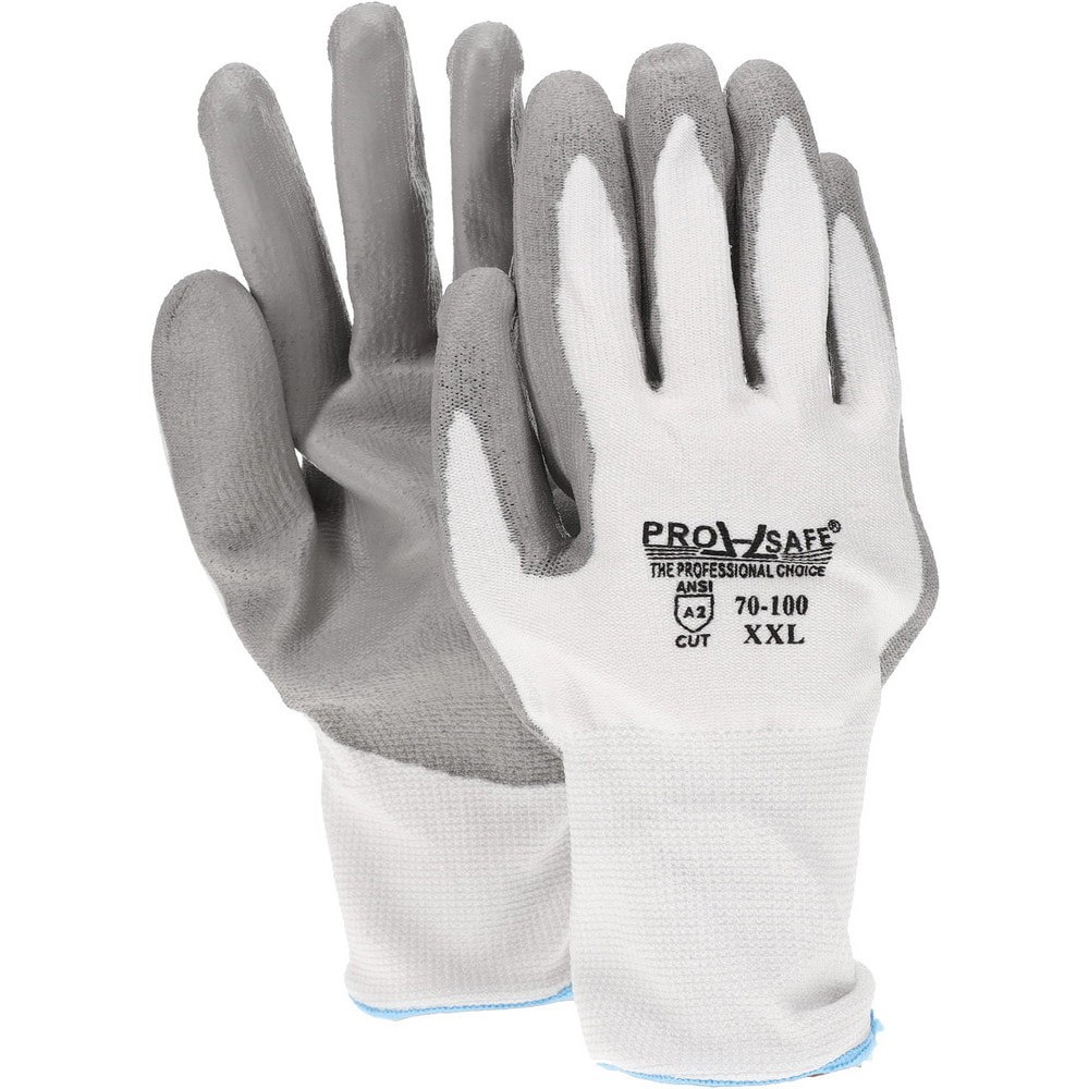 Cut-Resistant Gloves: PRO-SAFE Size 2X-Large, ANSI Cut A2, ANSI Puncture 1, Polyurethane, Dyneema