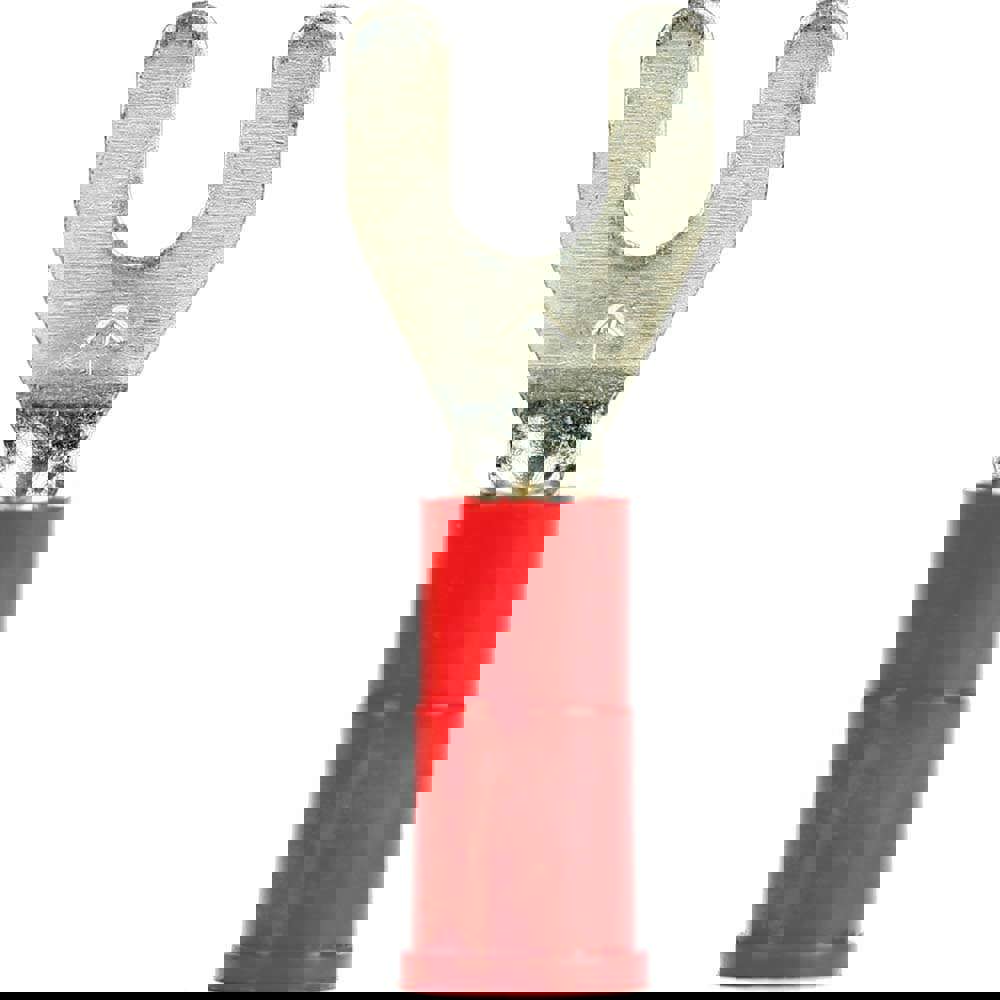Standard Fork Terminal: Red, Vinyl, Partially Insulated, #8 Stud, Crimp