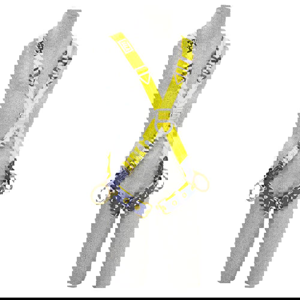 Fall Protection Harnesses: 420 Lb, Cross-Over Style, Size Universal, For Climbing & Positioning, Polyester, Back Front & Side