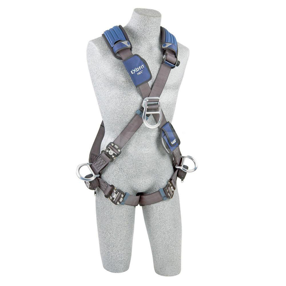 Fall Protection Harnesses: 420 Lb, Cross-Over Style, Size Small, For Climbing & Positioning, Polyester, Back Front & Side