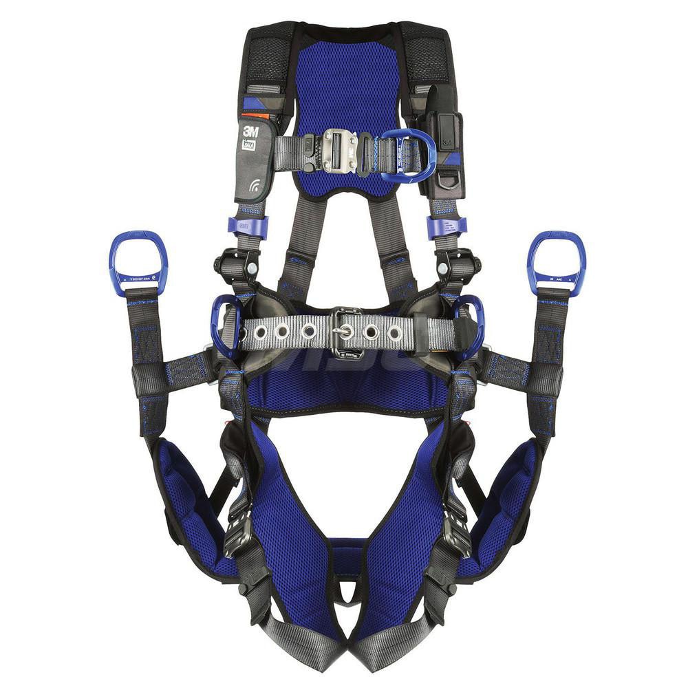 Fall Protection Harnesses: 420 Lb, Tower Climbers Style, Size 2X-Large, For Climbing Positioning & Suspension, Back Front & Hips
