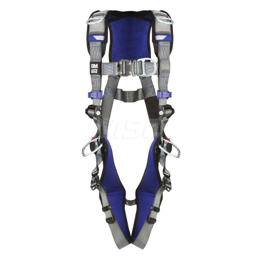 Fall Protection Harnesses: 420 Lb, Vest Style, Size X-Large, For Climbing Positioning Retrieval & Rescue, Back Front Hips & Shoulder