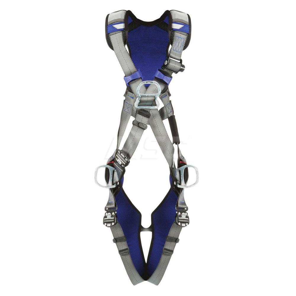 Fall Protection Harnesses: 420 Lb, Cross-Over Style, Size X-Large, For Climbing & Positioning, Back Front & Hips