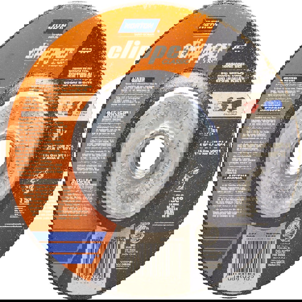 Depressed-Center Wheels; Wheel Diameter (Inch): 4-1/2 ; Wheel Thickness (Inch): 1/4 ; Hole Thread Size: 5/8-11 ; Wheel Type: Type 27 ; Abrasive Material: Aluminum Oxide ; Connector Type: Threaded