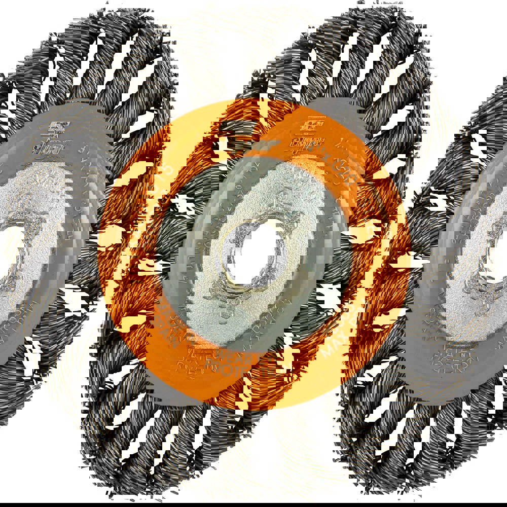 Wheel Brushes; Mount Type: Threaded ; Outside Diameter (Inch): 4 ; Arbor Hole Thread Size: 5/8-11 ; Fill Material: Carbon Steel ; Maximum Rpm: 20000 ; UNSPSC Code: 31191521