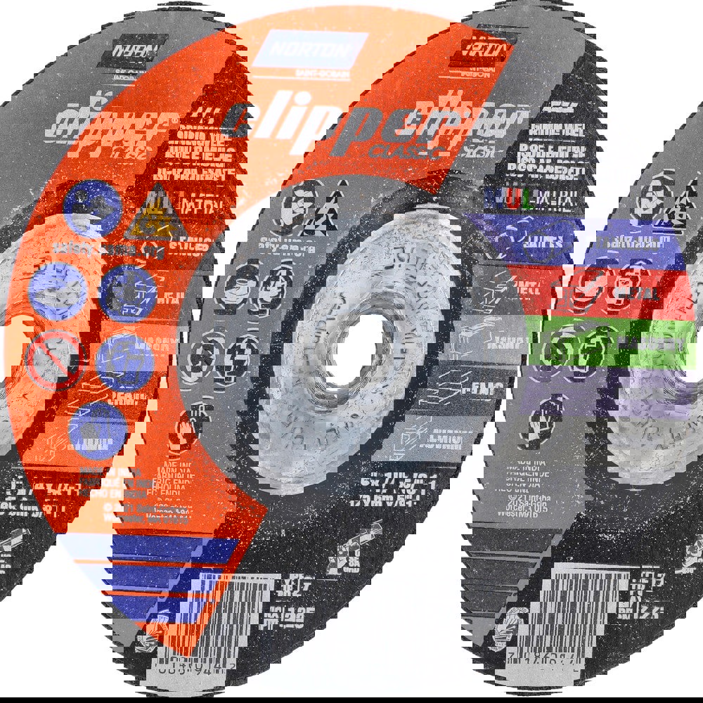 Depressed-Center Wheels; Wheel Diameter (Inch): 5 ; Wheel Thickness (Inch): 1/4 ; Hole Size: 5/8 (Inch); Wheel Type: Type 27 ; Abrasive Material: Aluminum Oxide; Silicon Carbide ; Maximum Rpm: 12225