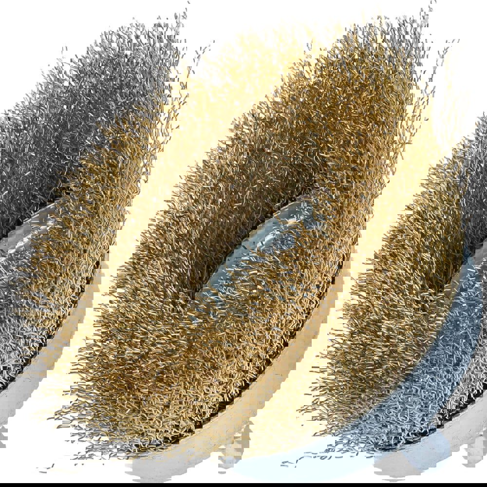 Cup Brushes; Brush Diameter (Decimal Inch): 3 ; Brush Type: Crimped ; Fill Material: Brass ; Arbor Type: Shank ; Shank Diameter (Inch): 1/4 ; Maximum Rpm: 4500