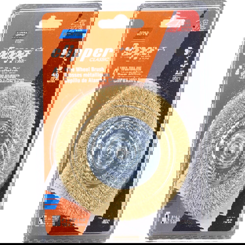 Wheel Brushes; Mount Type: Shank ; Outside Diameter (Inch): 4 ; Shank Diameter (Inch): 1/4 ; Fill Material: Carbon Steel ; Maximum Rpm: 4500 ; UNSPSC Code: 31191521