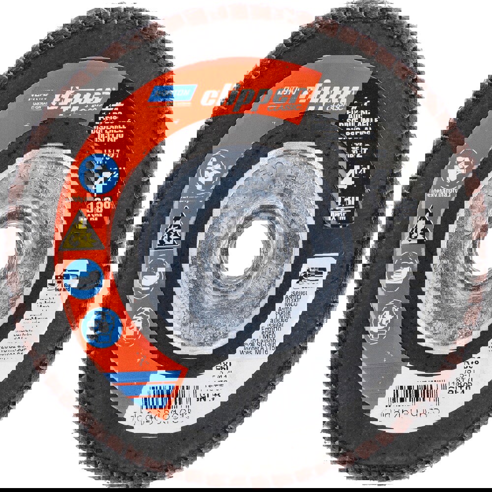 Flap Discs; Disc Diameter: 4-1/2 ; Center Hole Thread Size: 5/8-11 ; Flap Disc Type: Type 27 ; Grit: 40 ; Abrasive Material: Zirconia Alumina ; Attachment Type: Threaded Arbor Hole