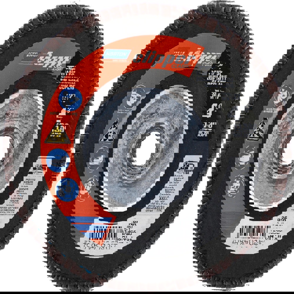 Flap Discs; Disc Diameter: 4-1/2 ; Center Hole Thread Size: 5/8-11 ; Flap Disc Type: Type 27 ; Grit: 80 ; Abrasive Material: Zirconia Alumina ; Attachment Type: Threaded Arbor Hole