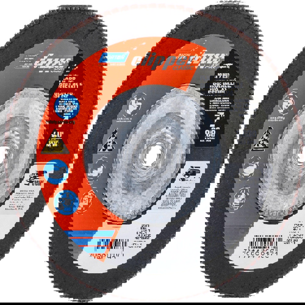 Flap Discs; Disc Diameter: 7 ; Center Hole Thread Size: 5/8-11 ; Flap Disc Type: Type 27 ; Grit: 60 ; Abrasive Material: Zirconia Alumina ; Attachment Type: Threaded Arbor Hole