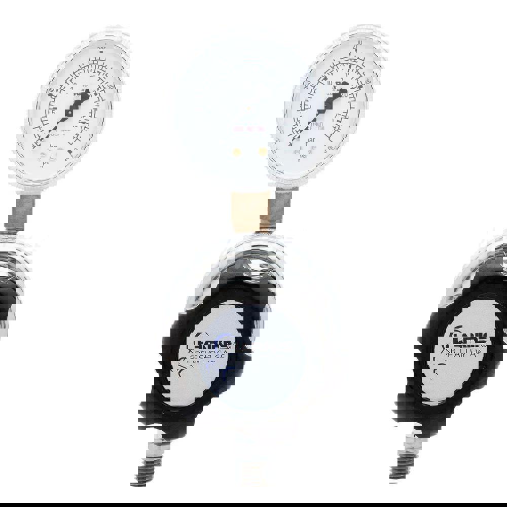 High-Purity Chrome-Plated Brass Nitrogen, Helium, Argon, Carbon Dioxide, Hydrogen, Oxygen Line Regulator 0-250 PSI