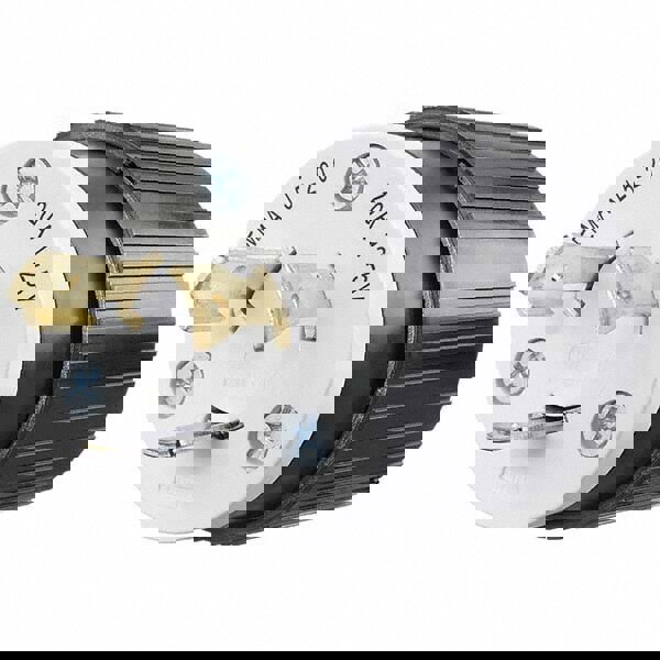 Locking Inlet: Plug, Industrial, L5-20P, 125V, Black & White