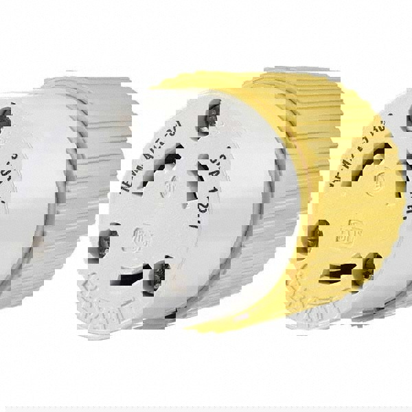 Locking Inlet: Connector, Industrial, L5-30R, 125V, White & Yellow