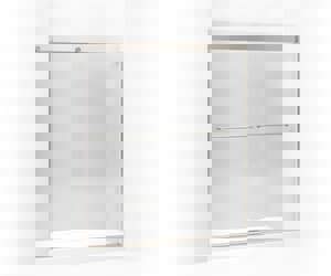 74 x 60-1/4 x 59-5/8 in. Frameless Sliding Shower Door with Crystal Clear Glass in Matte Nickel