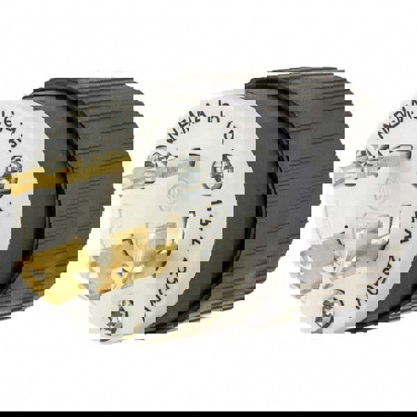 Locking Inlet: Plug, Industrial, L6-15P, 250V, Black & White