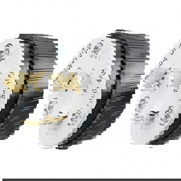 Locking Inlet: Plug, Industrial, L6-20P, 250V, Black & White